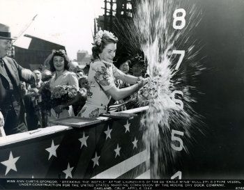Ann Curtis christening ship 1944
