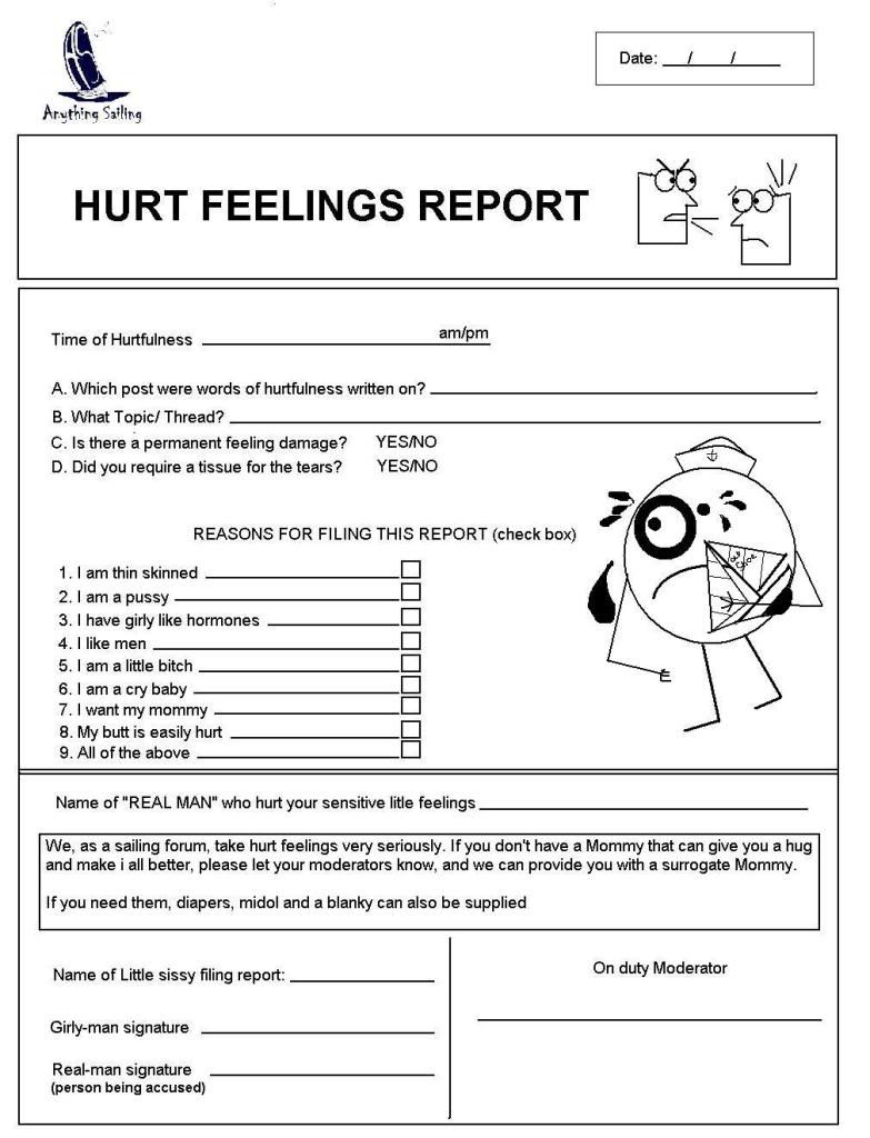 Hurt Feelings Report Printable Printable Word Searches