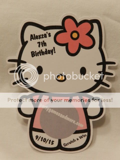 Personalized Hello Kitty Birthday Party Baby Shower Scratch Off Lotto Card Game