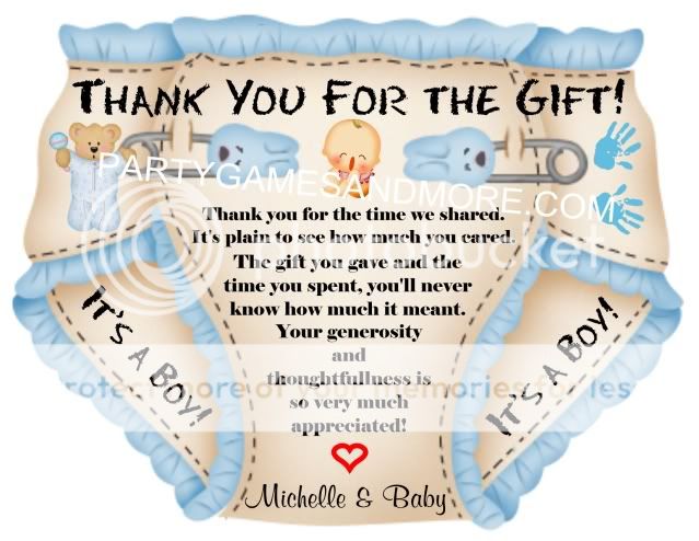 This auction is for (10) DIAPER THANK YOU CARDS W/ENVELOPES