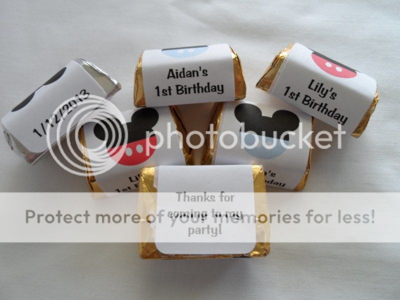 30 Personalized Mickey Mouse Party Favor Candy Wrappers Hershey's Nugget Labels