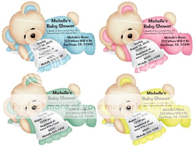 Unique Personalized Party Favor Baby Shower Bear Invitations or Thank You Cards
