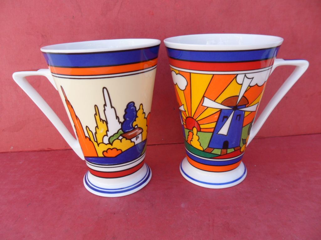 WREN Art Deco Style 2 x Mugs, Sunburst & Home Sweet Home | eBay