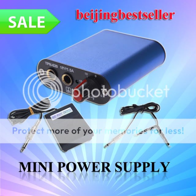 Blue Mini Tattoo Power Supply Foot Pedal Clip Cord KIT  